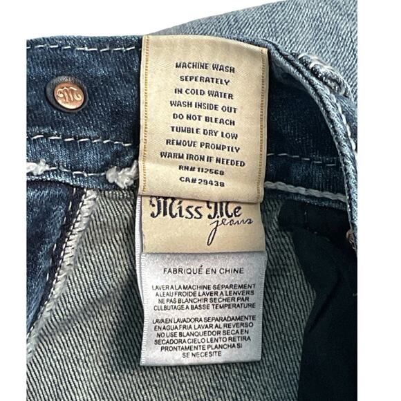 Miss Me Y2K Skinny Embellished Medium Wash Saddle Stitch Low Rise Jeans Size 27 - Picture 8 of 9